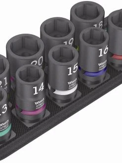 Wera 004580 9 Piece 1/2" Drive Impact Socket Set &amp; Rail, Belt C Impaktor 1 13-21mm