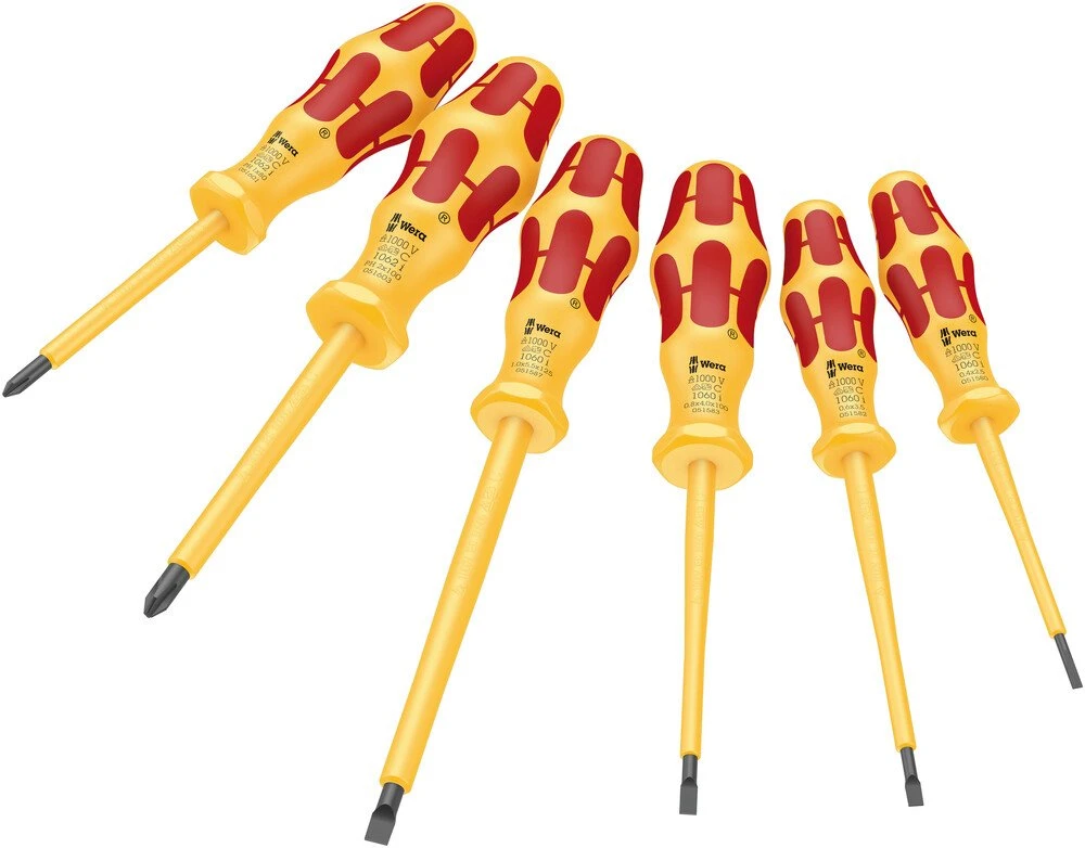 Wera 051575 6 Piece Kraftform VDE Insulated Screwdriver Set Slotted & Phillips