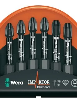 Wera 057691 Impaktor 6 Piece 50mm Long Pozi PH2 &amp; PH3 Impact Driver Bits