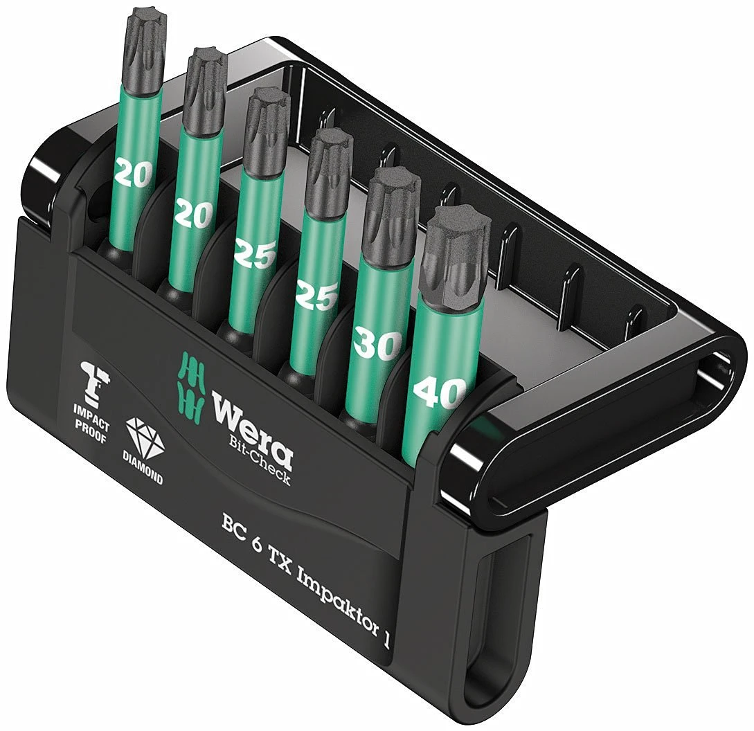 Wera 057693 Impaktor 6 Piece 50mm Long Torx Impact Driver Bits T20-T40