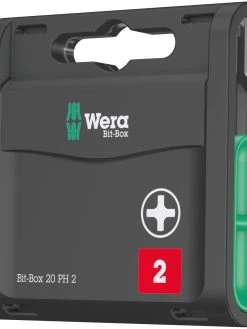 Wera 057750 Universal Phillips Bit-Box Screwdriver Bits PH2 (x20)