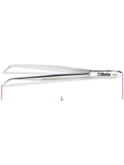 Beta Tools BETA 991 BENT THIN KNURLED POINT SPRING TWEEZERS 130mm
