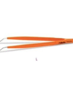 Beta Tools BETA 993PL PVC-COATED BENT THIN KNURLED POINT PIN SPRING TWEEZERS 150mm