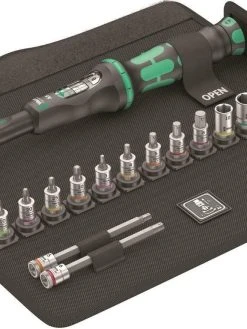 Wera 004180 16 Piece Bicycle Torque 1 Click A5 1/4" Torque Wrench Kit 2.5-25Nm