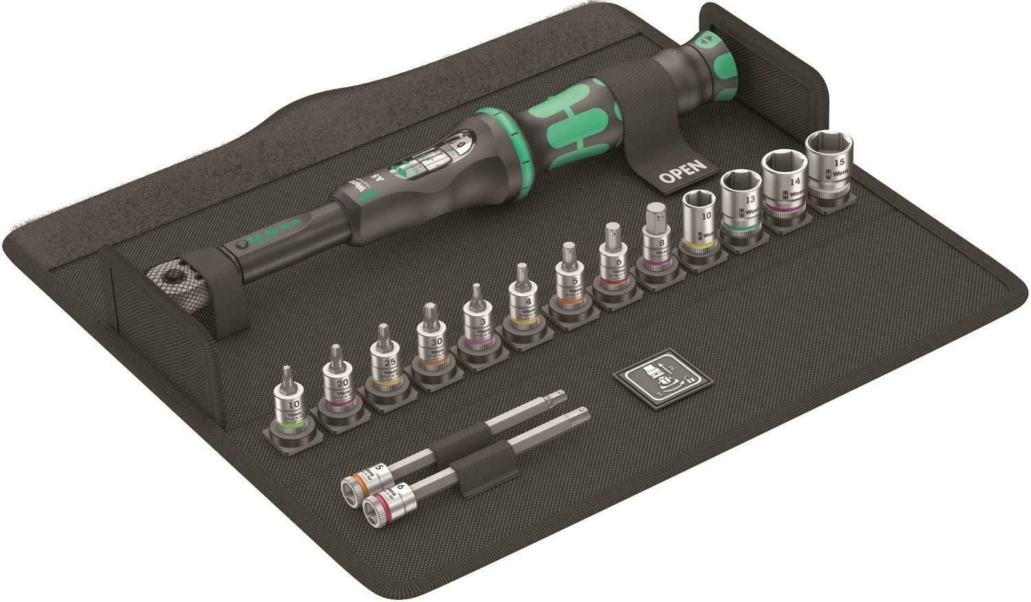 Wera 004180 16 Piece Bicycle Torque 1 Click A5 1/4" Torque Wrench Kit 2.5-25Nm