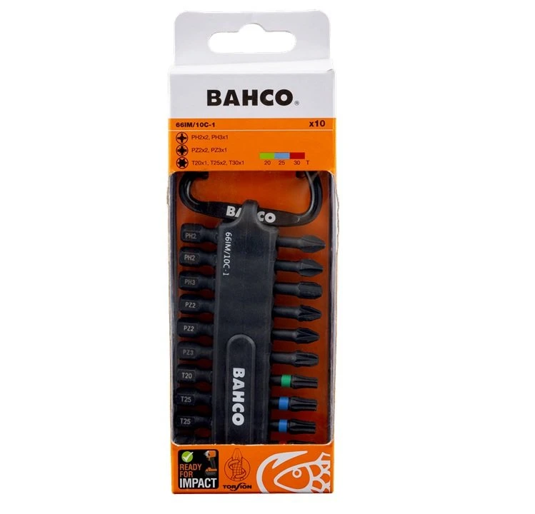 Bahco 66IM/10C-1 10 Piece 1/4" Impact Screwdriver Bit Set Pozi/Phillips/Torx - 50mm Long - Image 2
