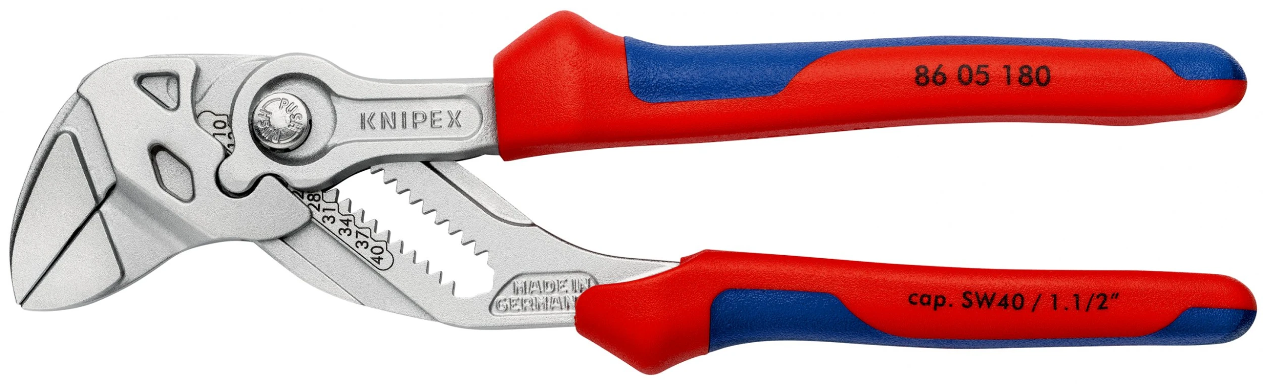 Knipex 86 05 180 Lock Button Waterpump Slip Joint Pliers 180mm (35mm Capacity)