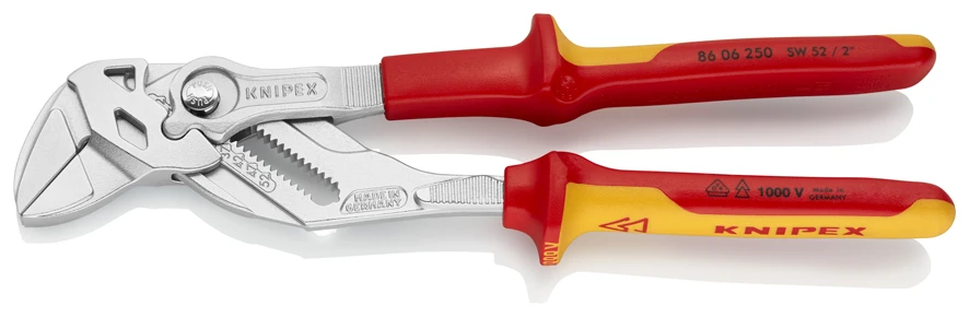 Knipex 86 06 250 VDE Insulated Lock Button Waterpump Slip Joint Pliers Wrench 250mm (52mm Capacity)