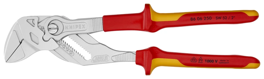 Knipex 86 06 250 VDE Insulated Lock Button Waterpump Slip Joint Pliers Wrench 250mm (52mm Capacity) - Image 3