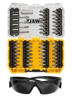 DeWalt DT70703 47 Piece Impact Rated Screw Driver Bit Set Hex Shank With Dark Safety Glasses