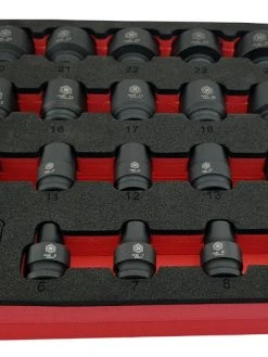 Britool Hallmark MBMPSET19 19 Pce 3/8in Dr 12 Point Impact Socket Set Metric 6 - 24mm