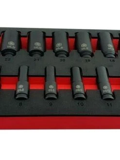 Britool Hallmark MDHMPSET19 19 Piece 3/8" Drive Deep Impact Socket Set 6-24mm 6 Point