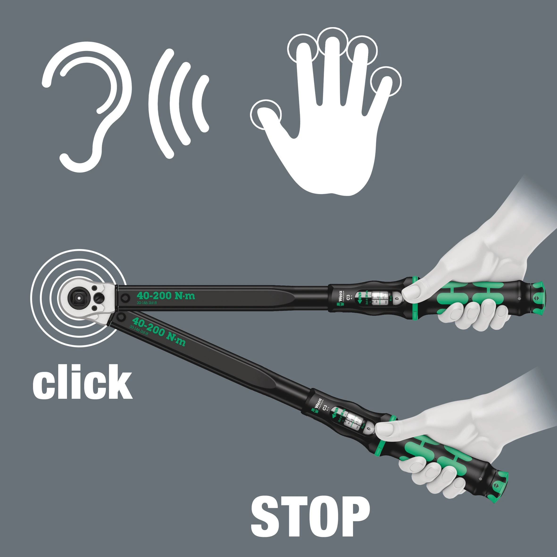 Wera 075625 Click-Torque C 2 Push 1/2" Drive Torque Wrench R/L 20-100Nm - Image 3